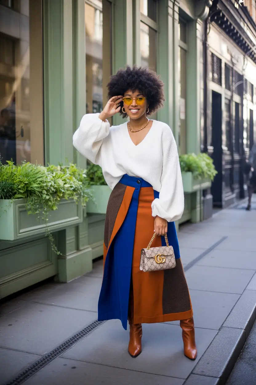 fall outfits for black women 2025 Artful Colorblock