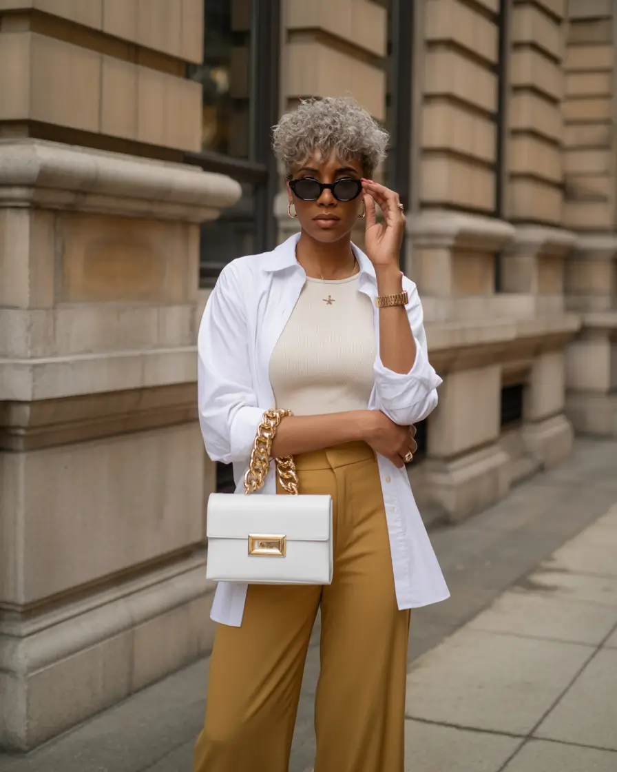 fall outfits for black women Elevated Neutrals With a Bold Twist