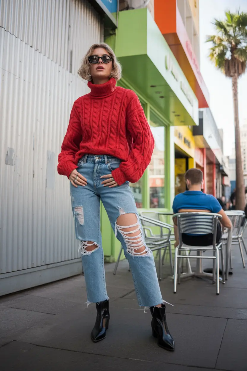 fall outfits for school Cable-Knit Chaos and Controlled Destruction