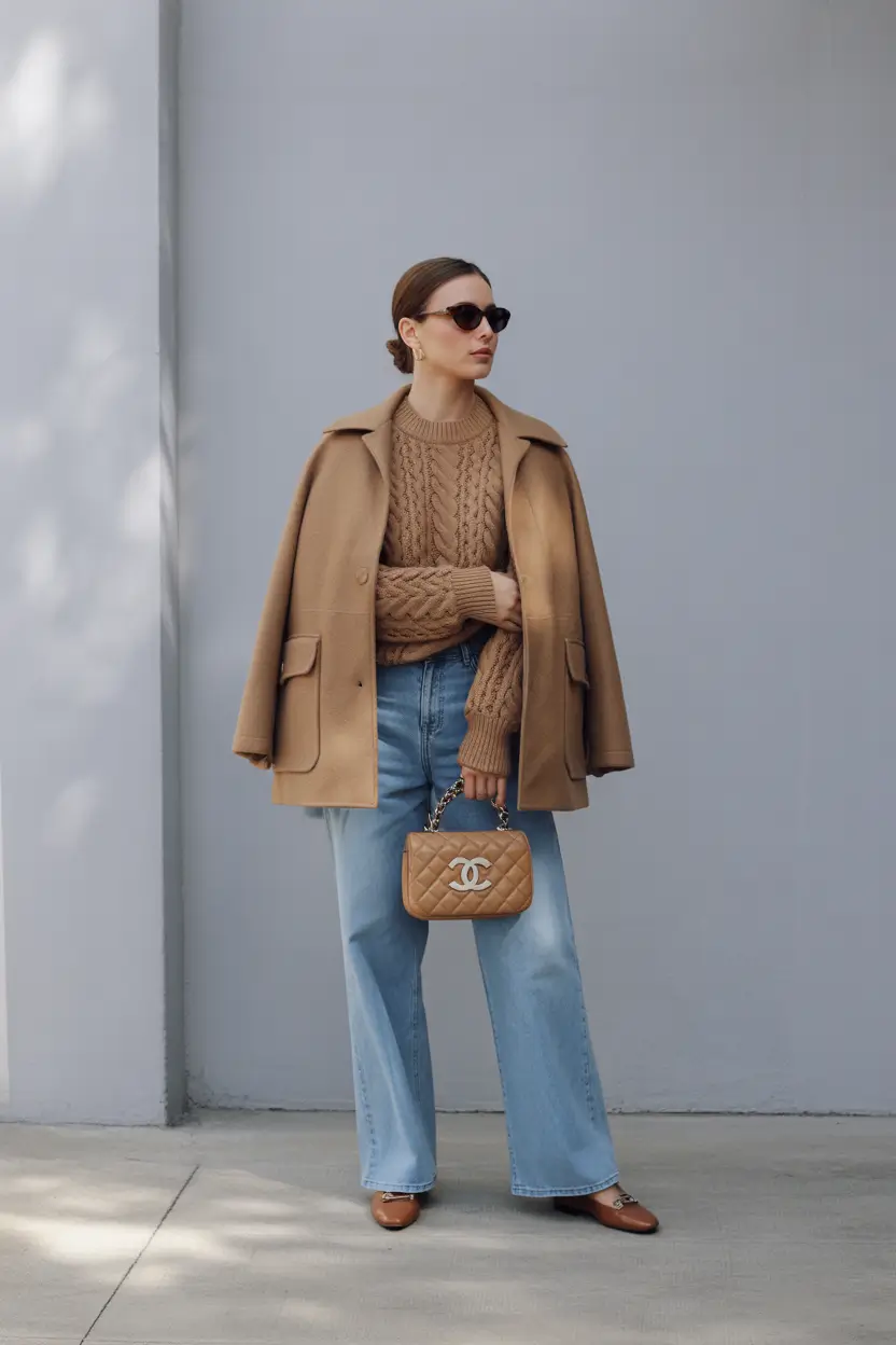 fall outfits with jeans 2025 Buttery Neutrals & Denim Ease