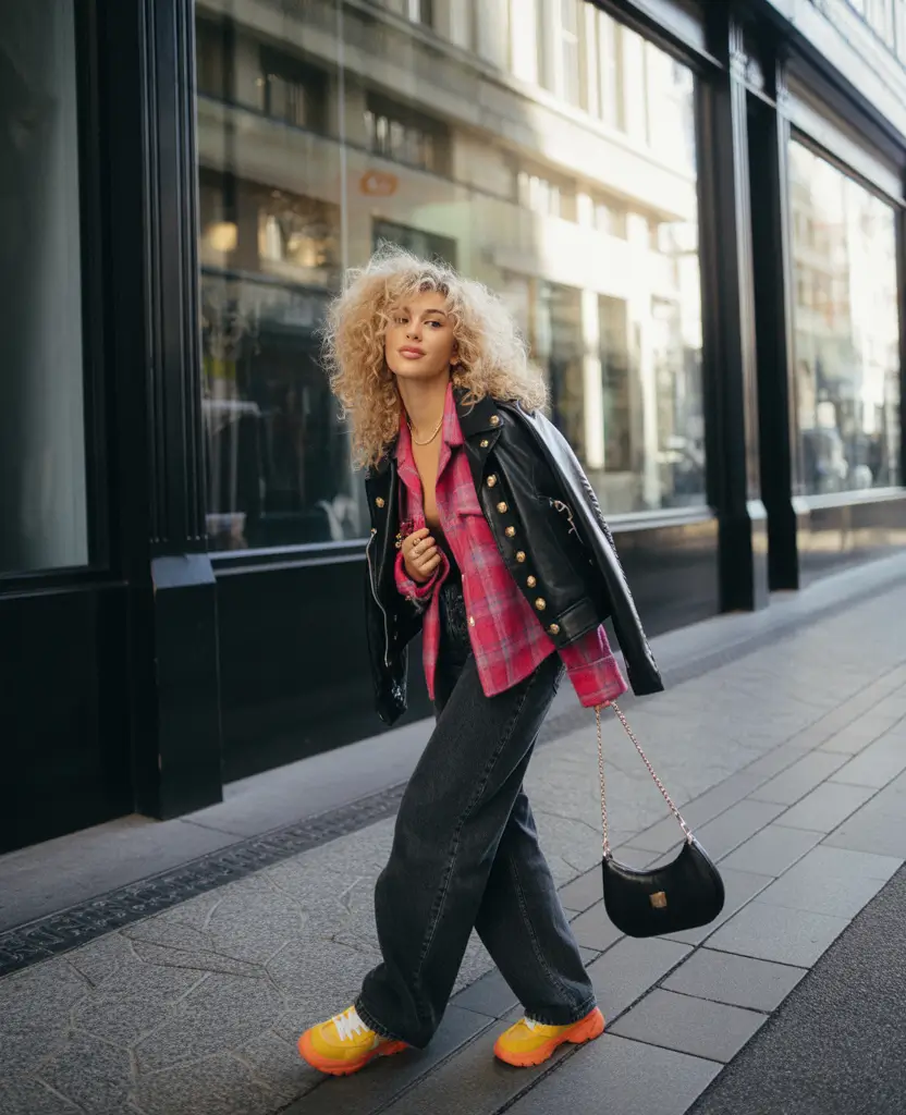 fall outfits with jeans 2025 Color Clash with Downtown Cool