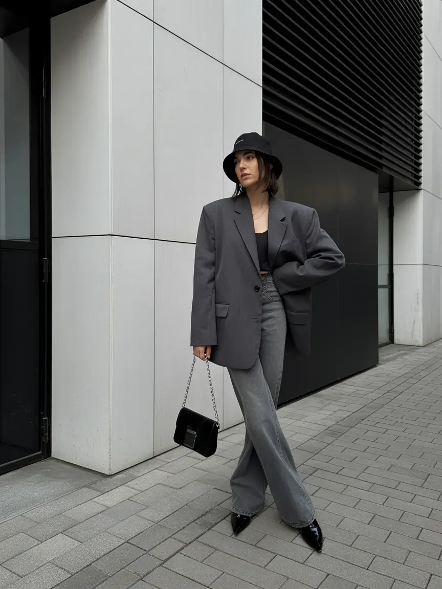 fall outfits with jeans 2025 Monochrome Streetwear with a High-Fashion Edge