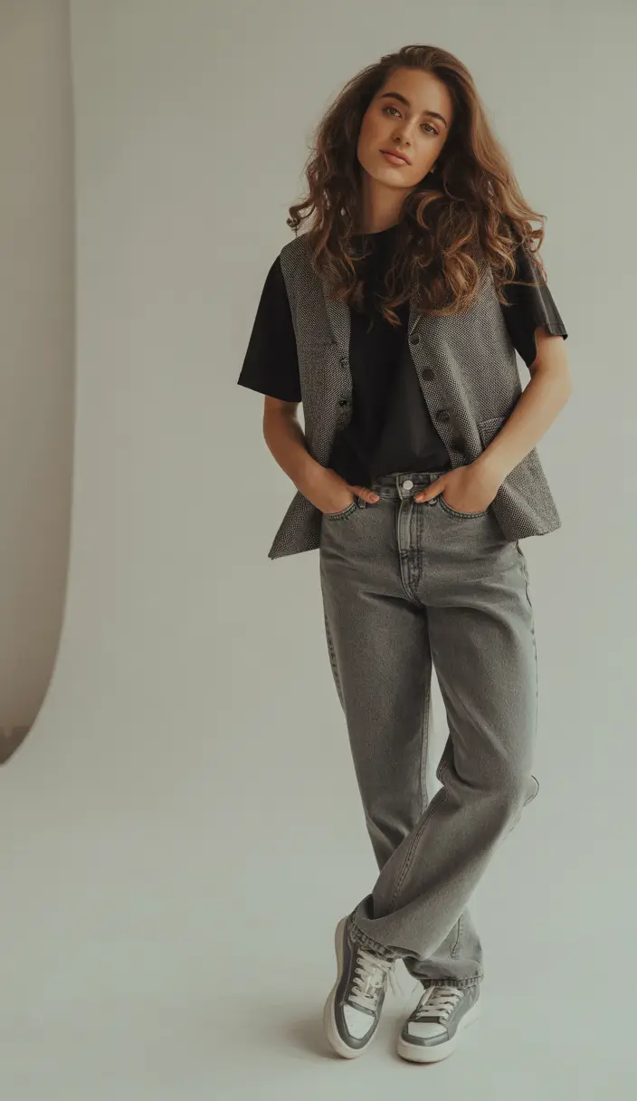 fall outfits with jeans 2025 Relaxed Tomboy Meets Parisian Schoolgirl