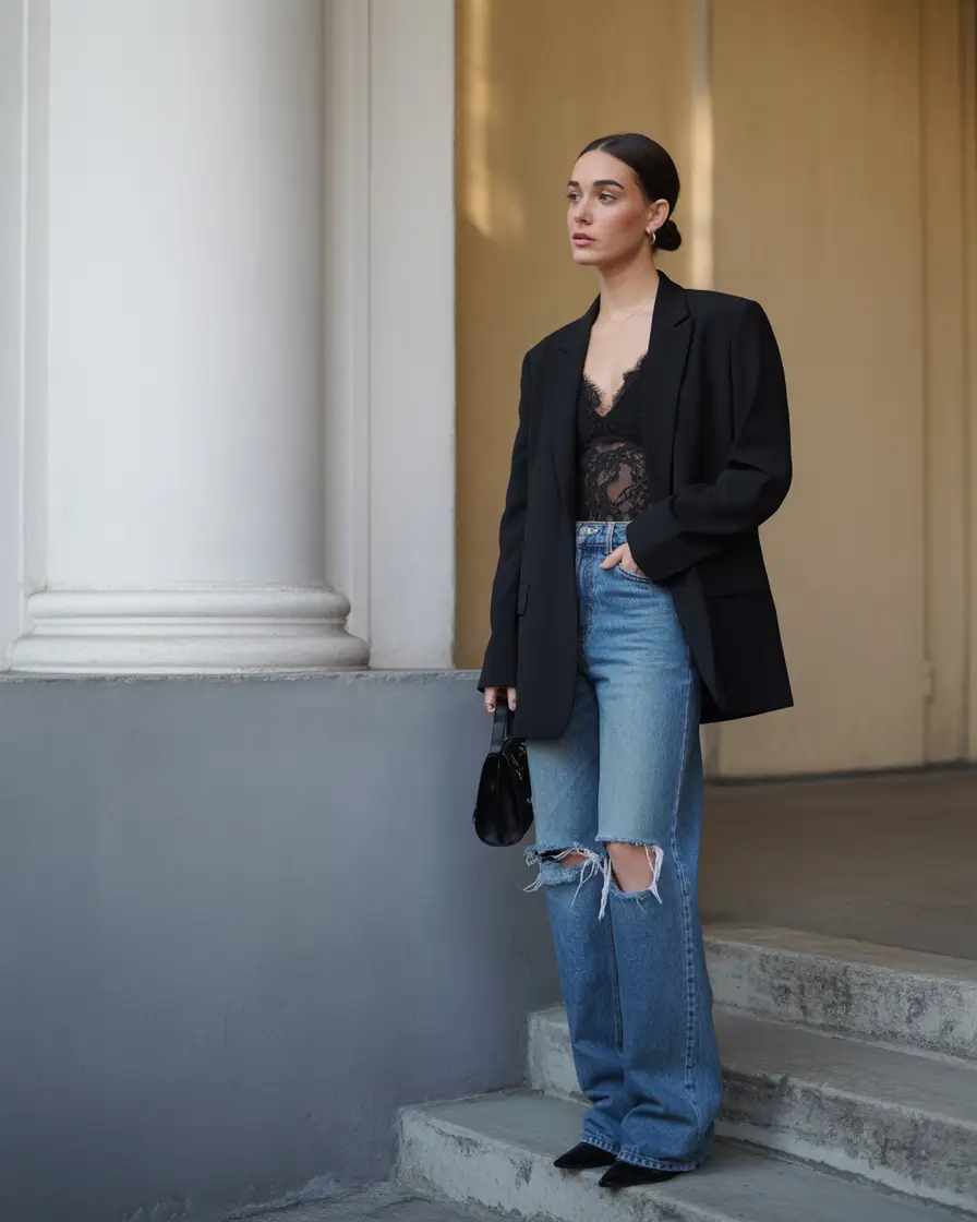 fall outfits with jeans 2025 Ripped Denim But Make It Grown-Up