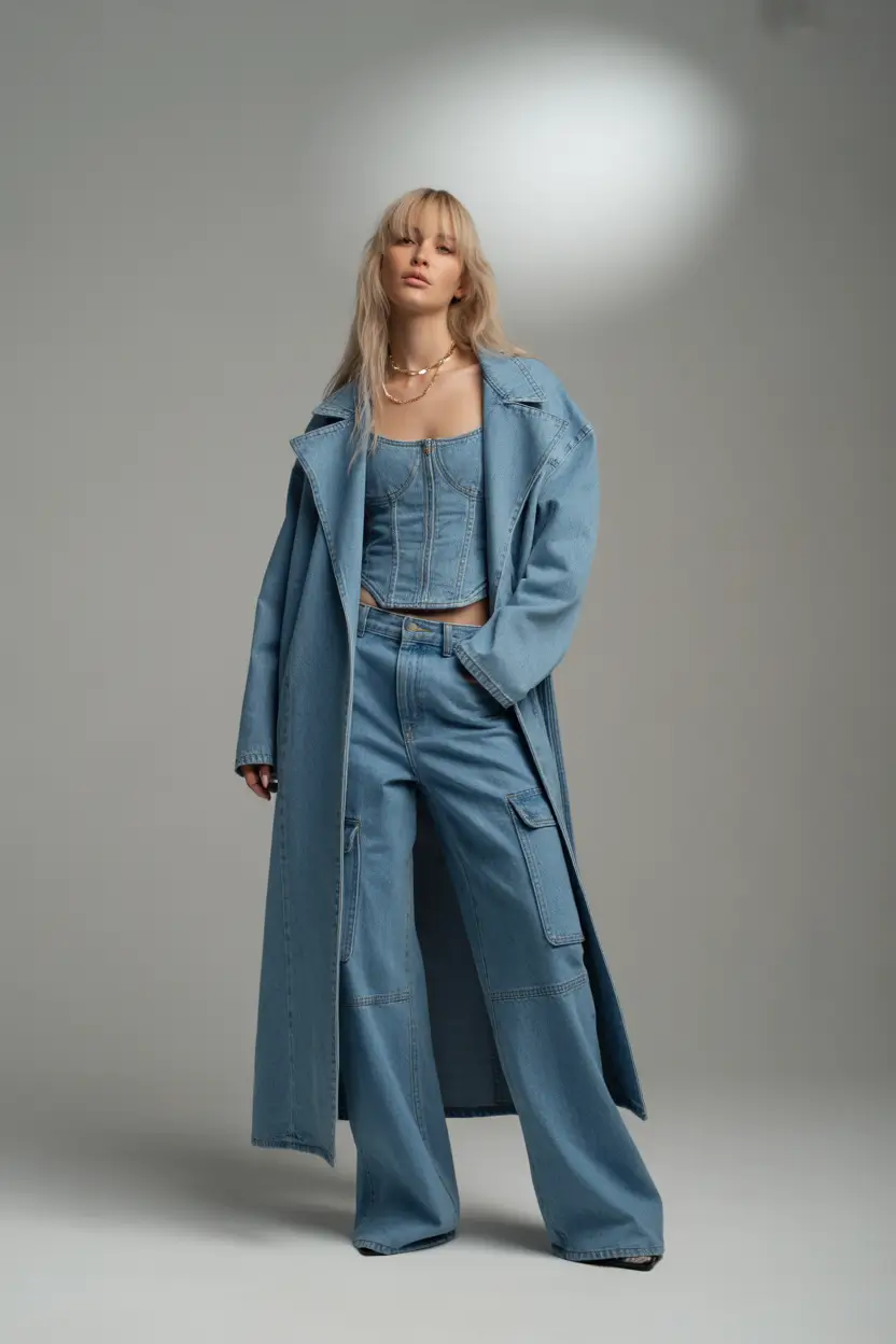 fall outfits with jeans 2025 Denim Drama in Monochrome Layers