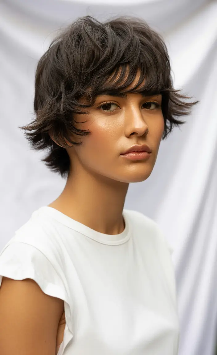 fall shag haircut Feathered Short Shag with Retro Energy