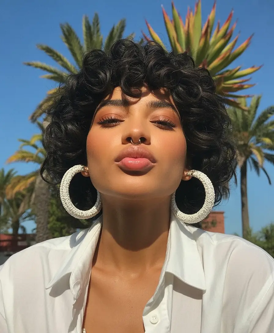 fall shag haircut Cropped Curly Shag with Defined Volume