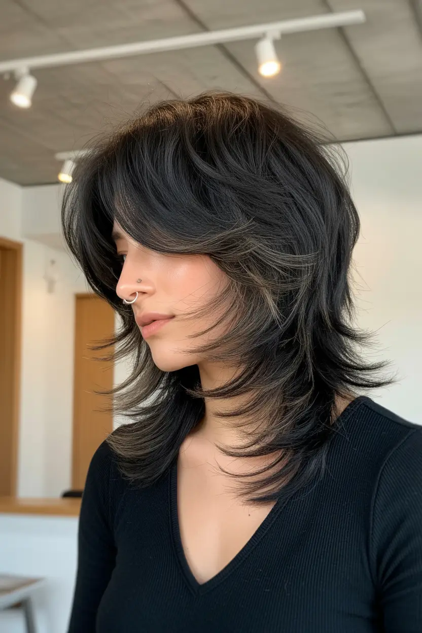 fall shag haircut Butterfly Wolf Cut with Wavy Layers