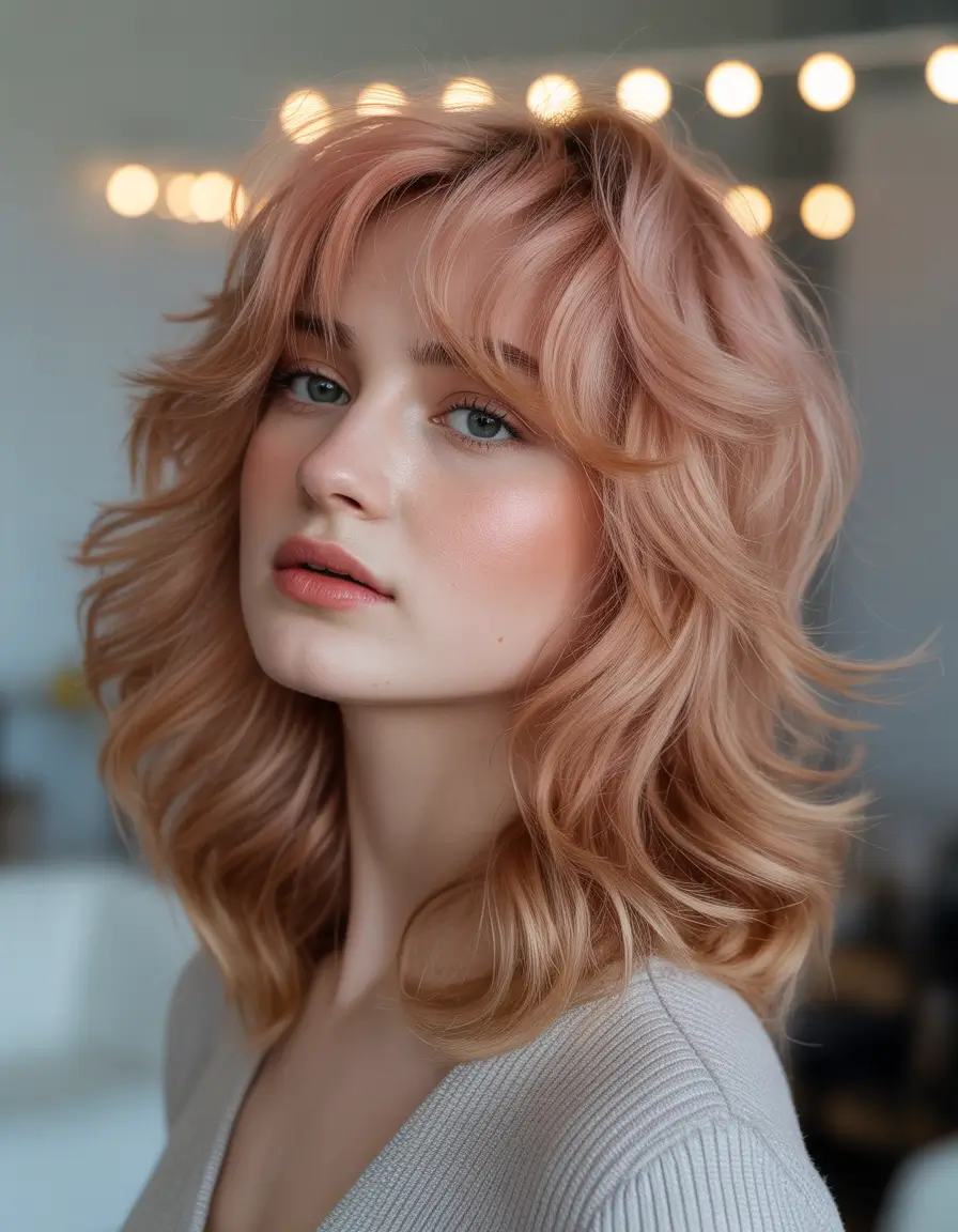 fall shag haircut Pastel Ginger Shag with Peachy Layers