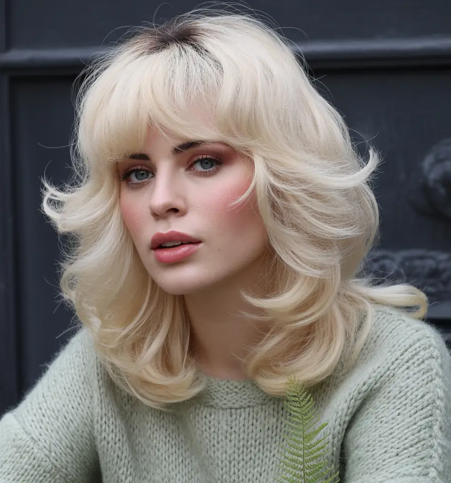fall shag haircut Vintage Rockstar Blonde with Heavy Layers