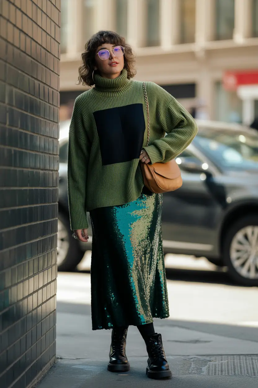 fall sweater outfits Street Luxe With a Sparkle