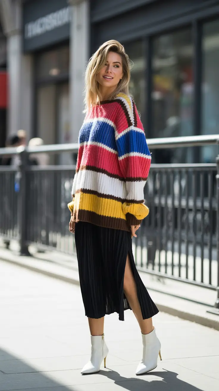 fall sweater outfits Bold Stripes and Movement