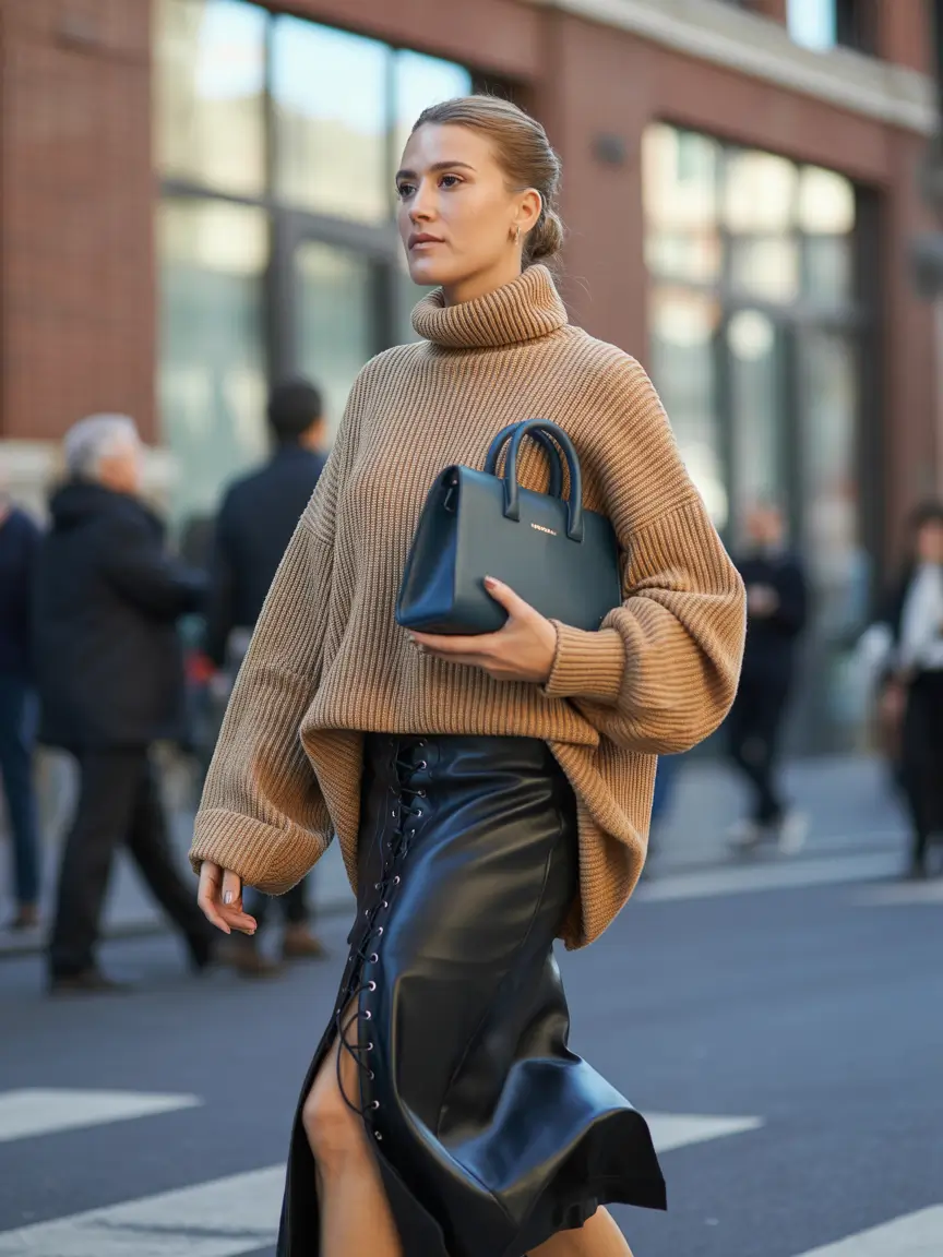 fall sweater outfits Polished Neutrals With an Edge