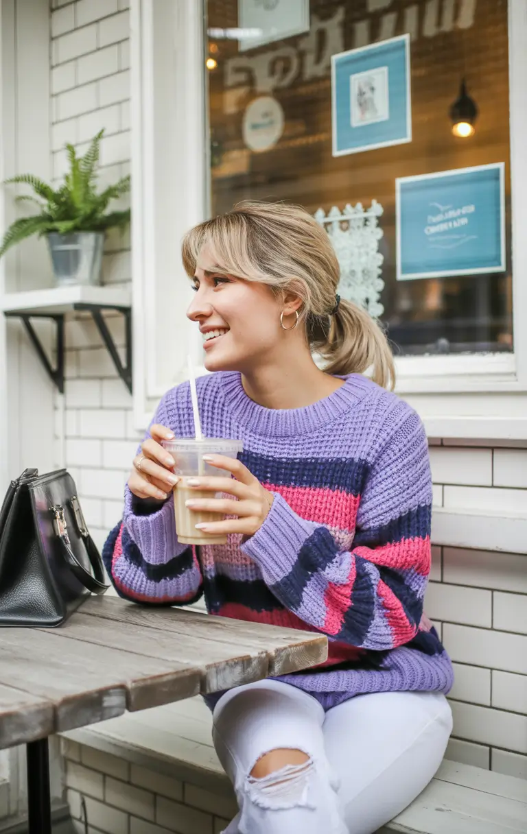 fall sweater outfits Sugar Stripes and Coffee Dates