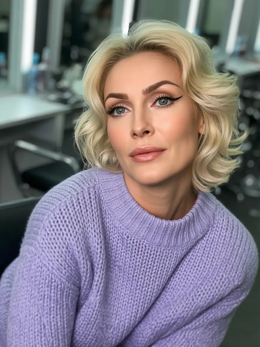 Fall haircuts for women over 40 Softly Flipped Blonde Bob