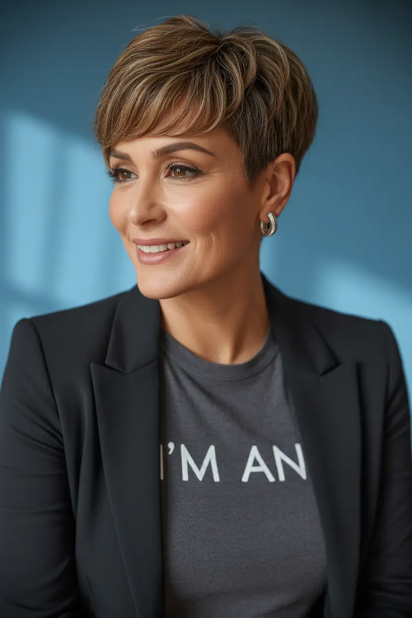 Fall haircuts for women over 40 Chic Textured Pixie for Everyday Ease