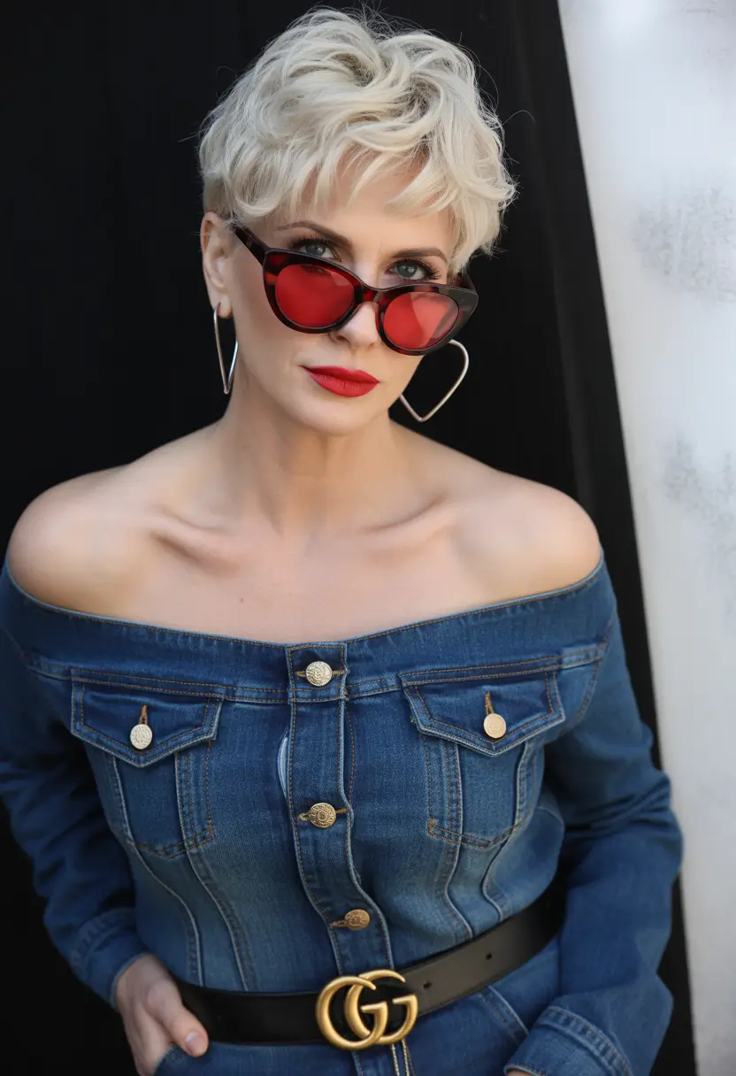 Fall haircuts for women over 40 Playful Platinum Pixie with Tousled Texture
