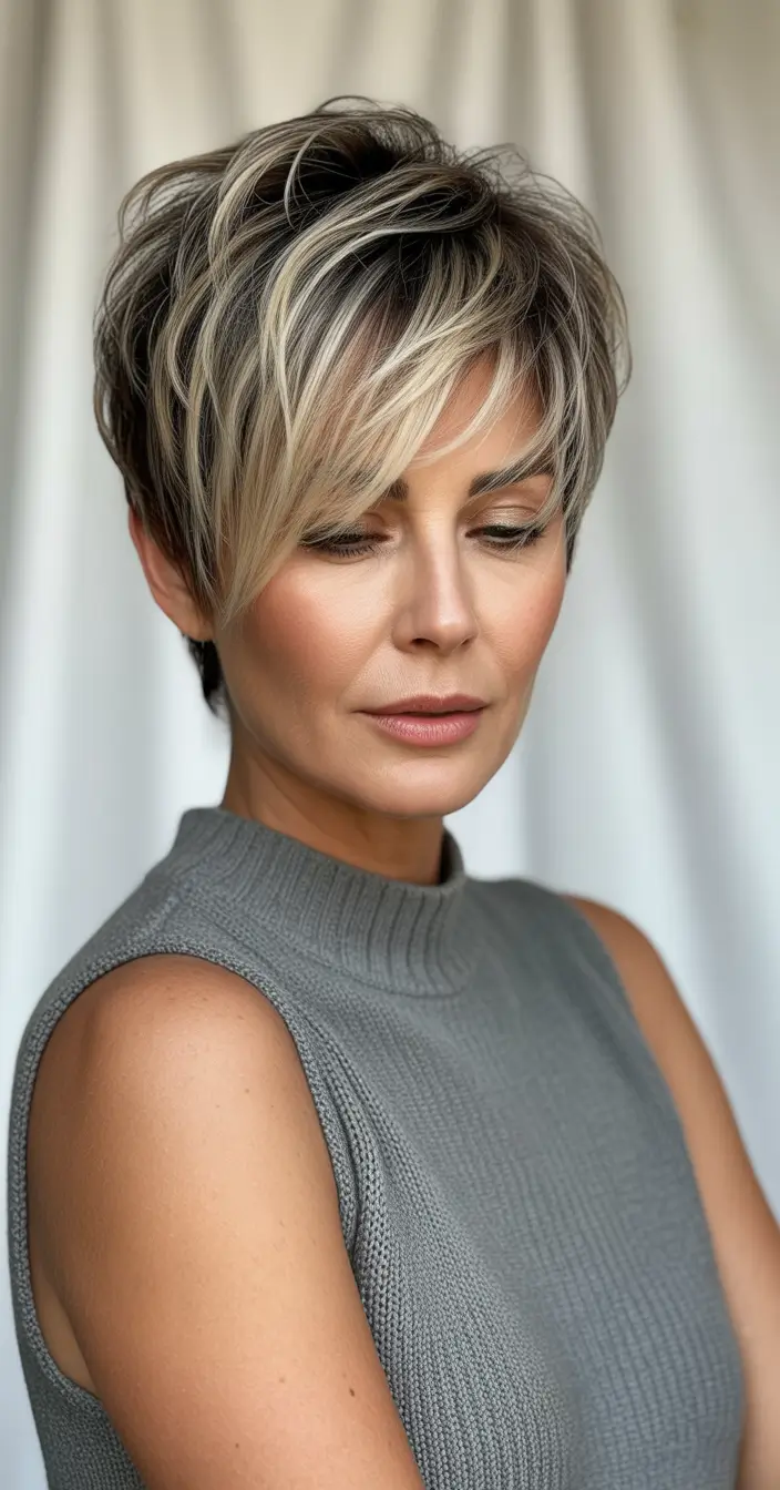 Fall haircuts for women over 40 Blended Layered Pixie-Bob