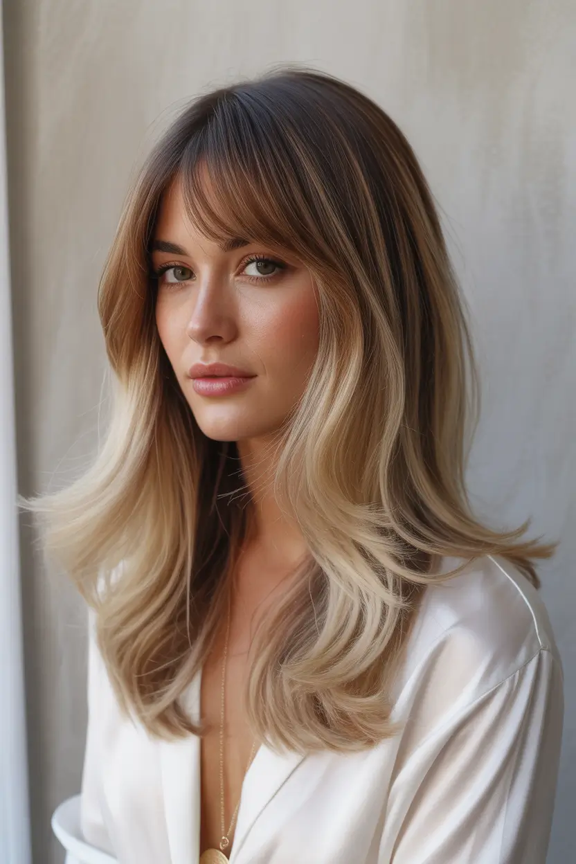 Fall haircuts for women over 40 Soft Layers with Curtain Bangs