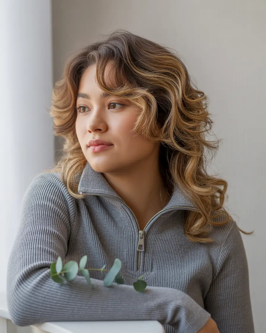 medium length fall haircuts+’90s Blowout Layers With Fall Balayage