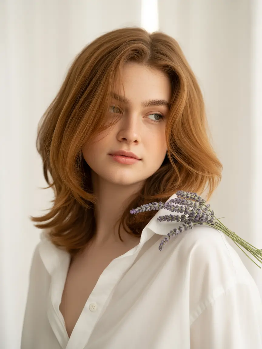 medium length fall haircuts+Light Auburn Shag With Feathered Ends