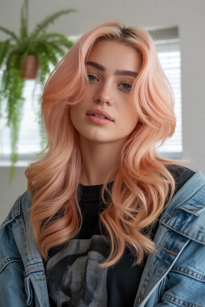 medium length fall haircuts 2025 Peach Pastel for the Brave and Beautiful