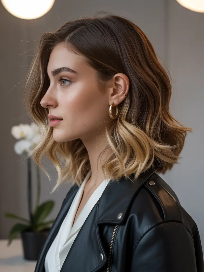 medium length fall haircuts+Modern Blonde Lob With Shadow Roots