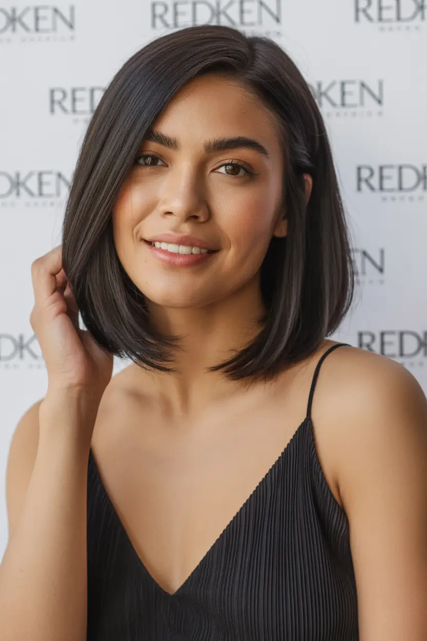 medium length fall haircuts+Glossy Straight Lob With Precision Ends