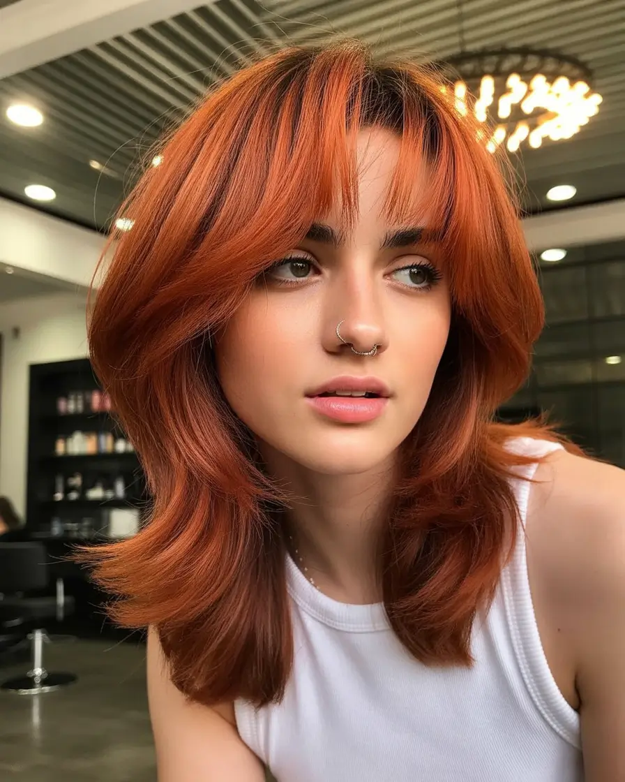 medium length fall haircuts+Wolf Cut Revival With Fiery Red Layers