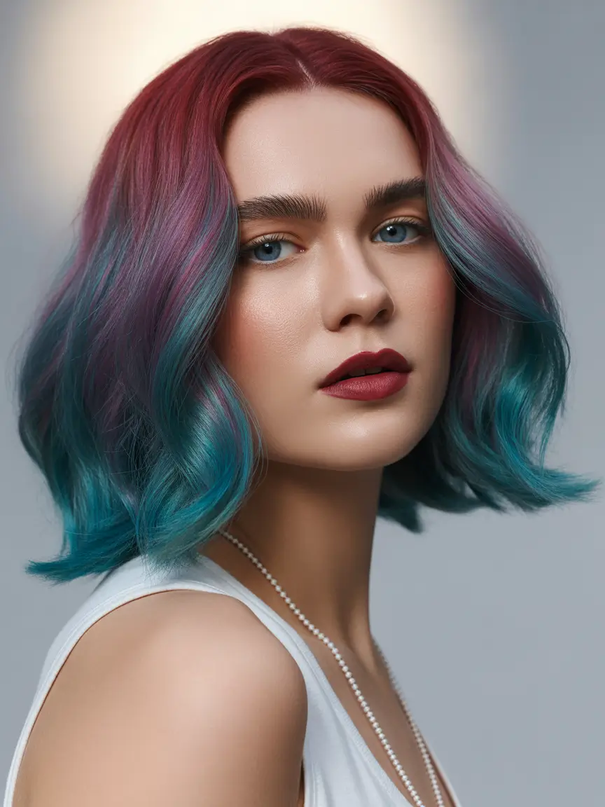 Fun fall hair colors Jewel-Toned Lob with Dreamy Depth