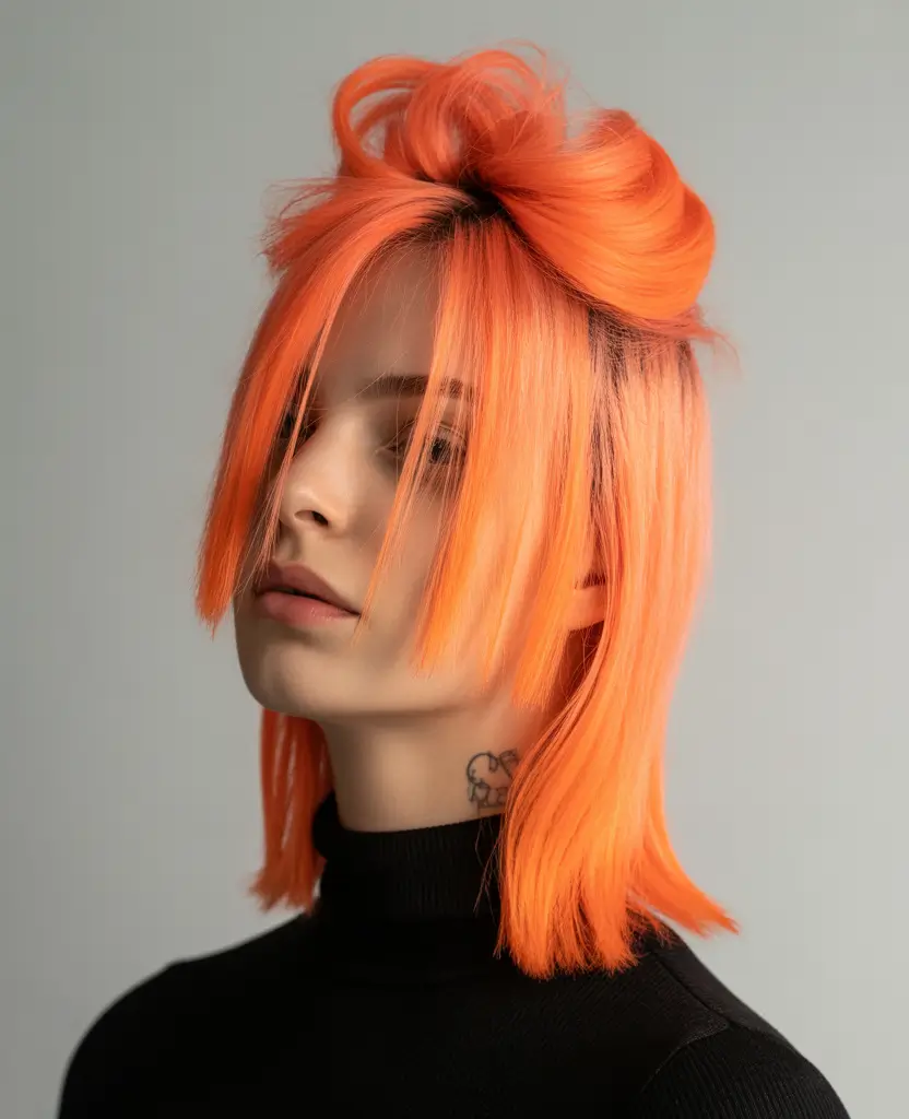 Fun fall hair colors Tangerine Flip with Blunt Edge