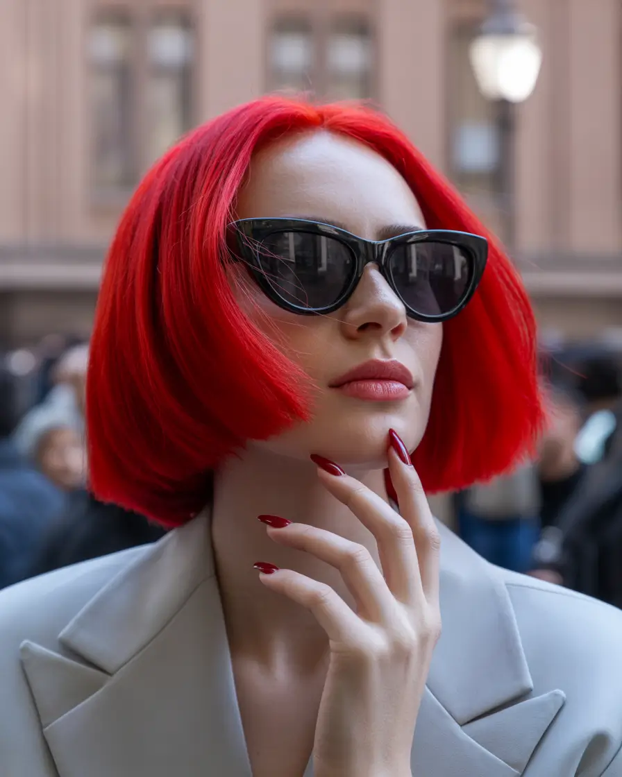 Fun fall hair colors Crimson Blunt Bob Power