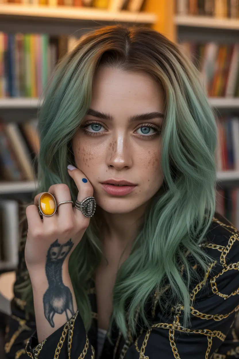 Fun fall hair colors Sage & Smoke Waves