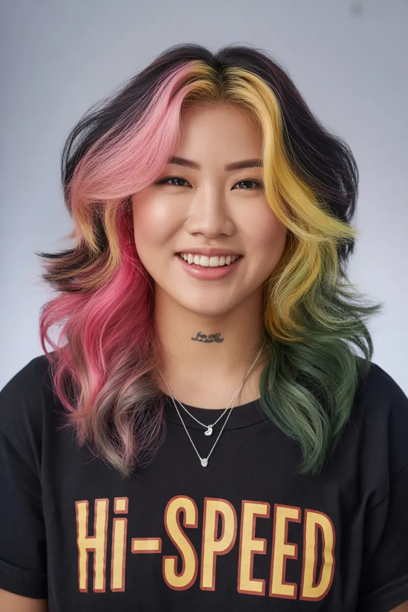 Fun fall hair colors Technicolor Butterfly Layers for the Bold