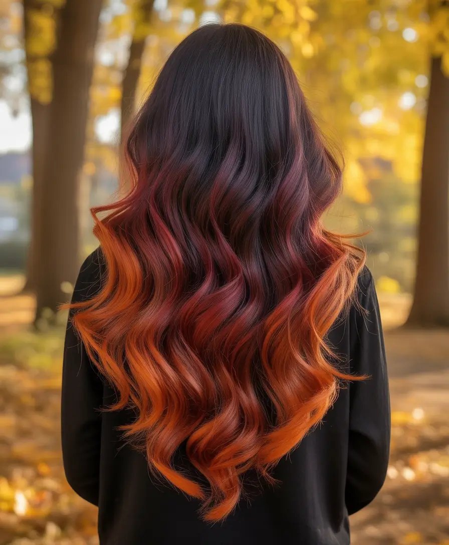 Fun fall hair colors Deep Auburn to Burnt Orange Fade