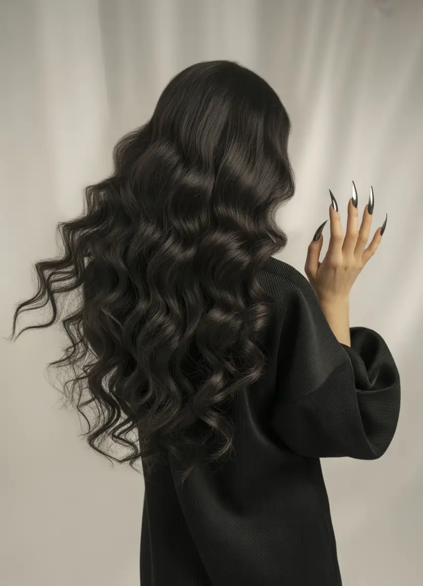 Fall hair color for women over 40 Sculpted Jet Waves for Maximum Drama