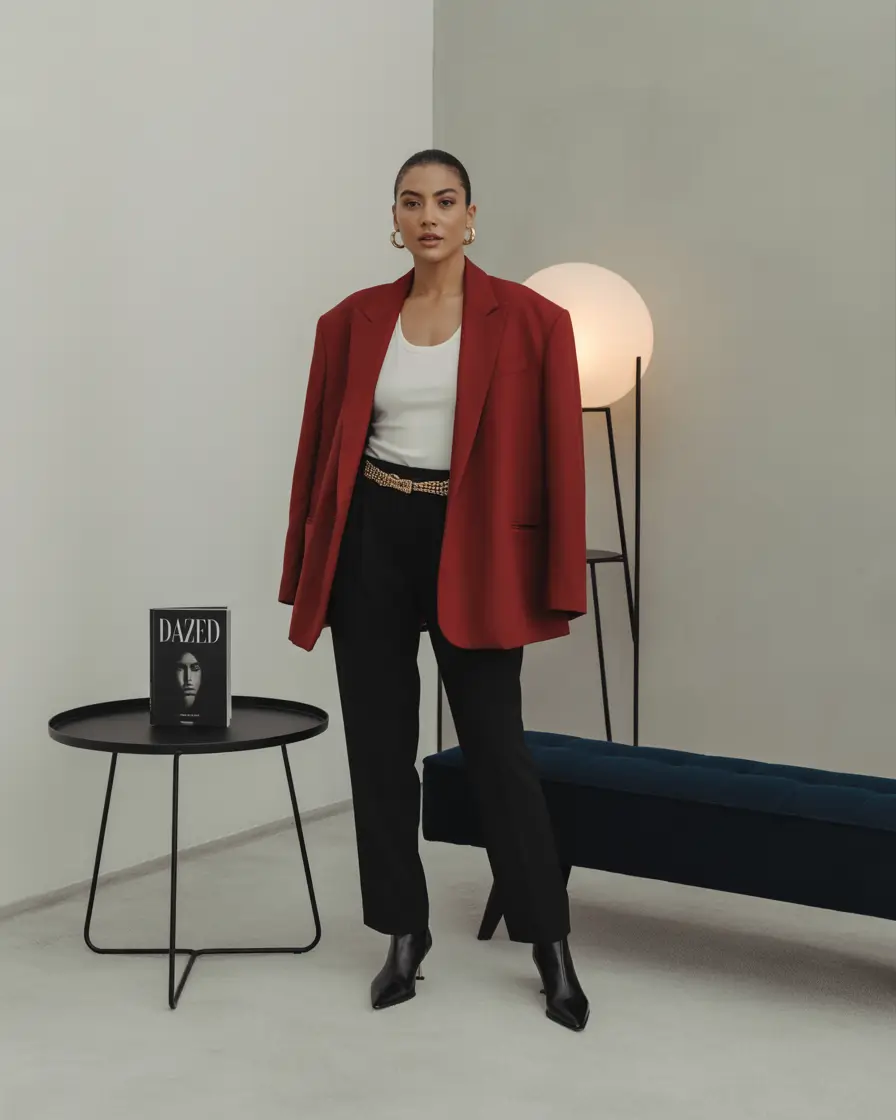 layering for fall outfits Oversized Red and Black Minimalism