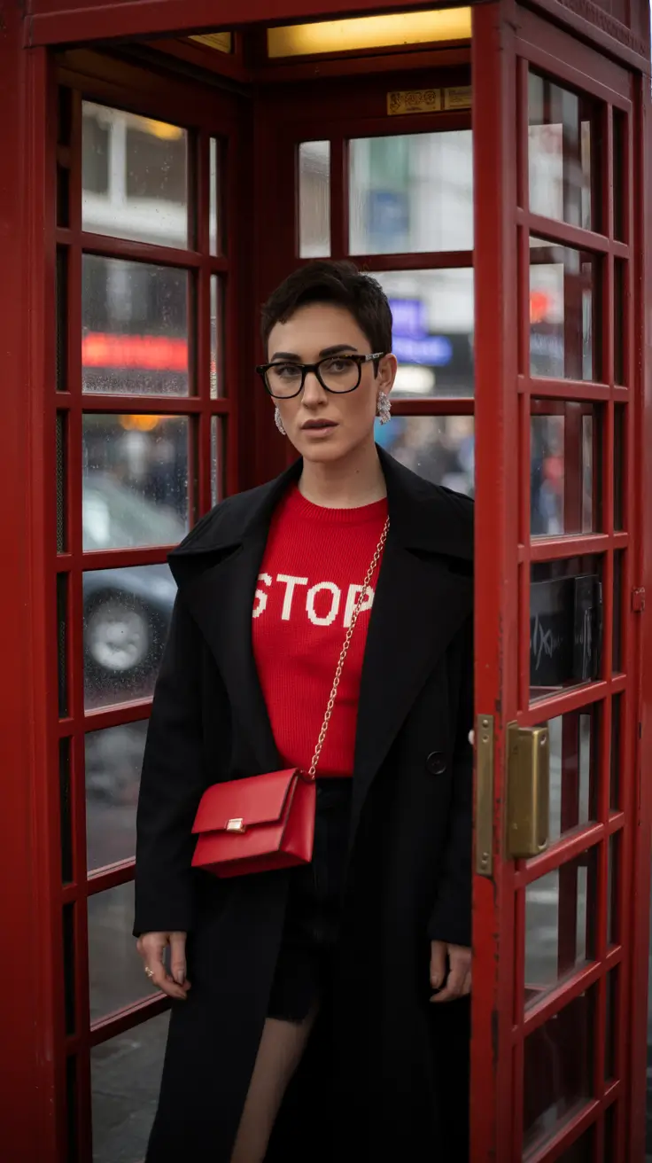 layering for fall outfits Graphic Pop in London Red