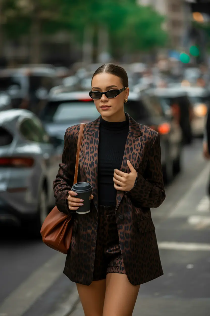 midsize fall outfits Leopard Tailoring for a Power Move
