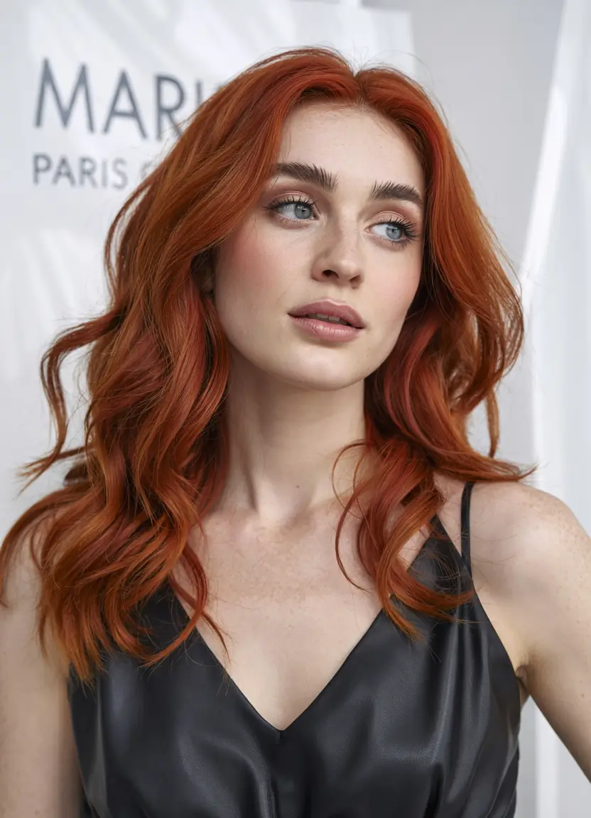 Fall red hair color Bright Pumpkin Spice Cascade