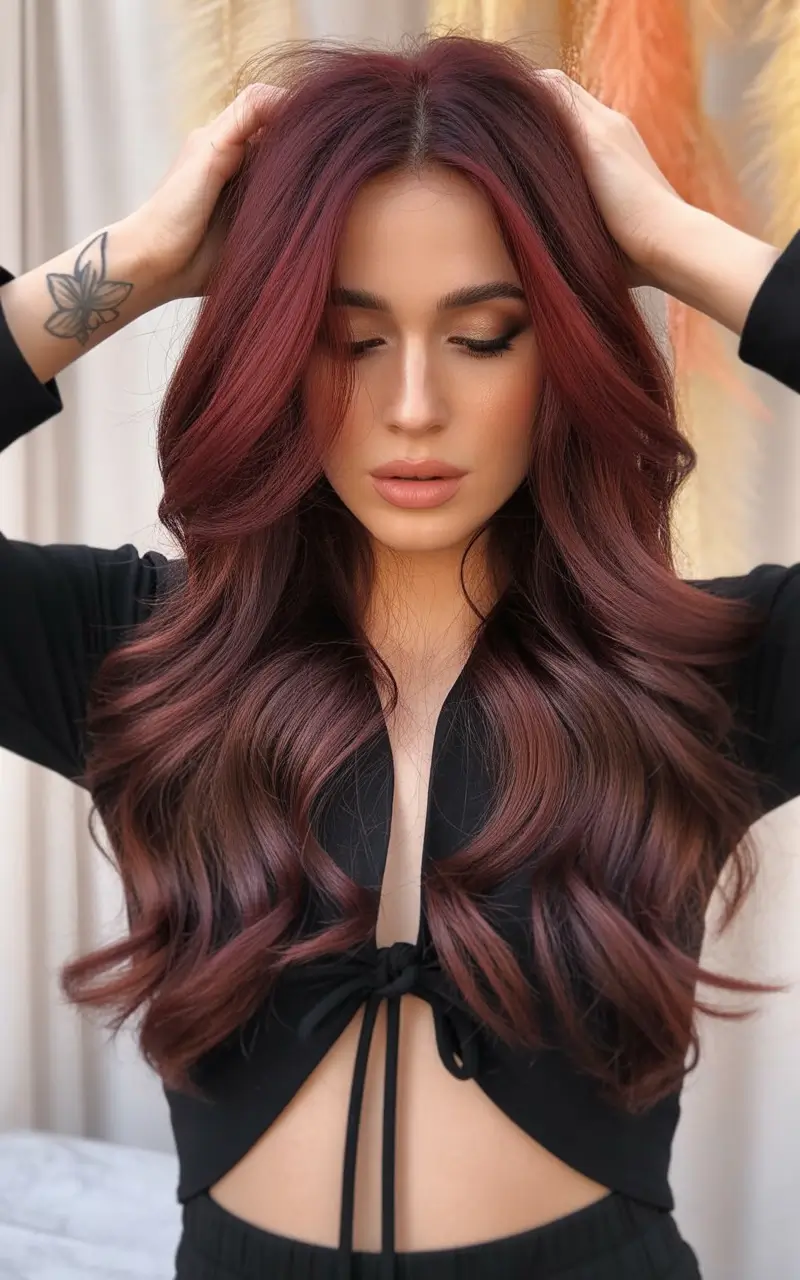 Fall red hair color Deep Mulberry Luxe