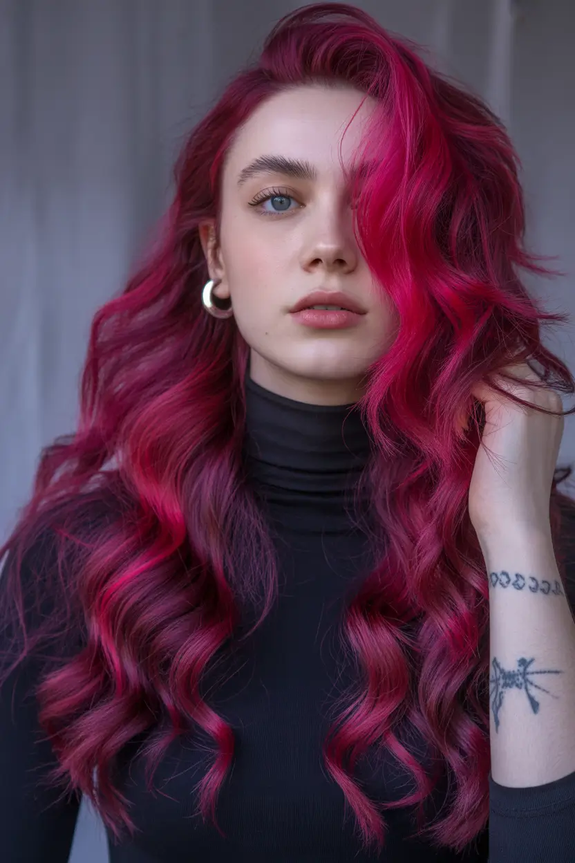 Fall red hair color Magenta Fuchsia Power Curls