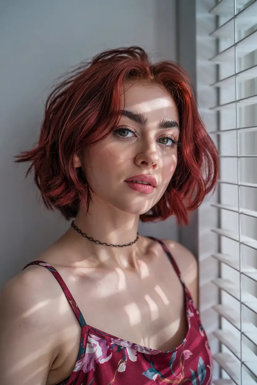 Fall red hair color Feathered Chestnut Shag