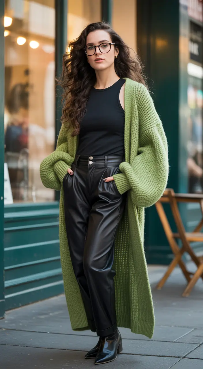 new 2025 fall fashion outfits Leather Revival Meets Chunky Comfort