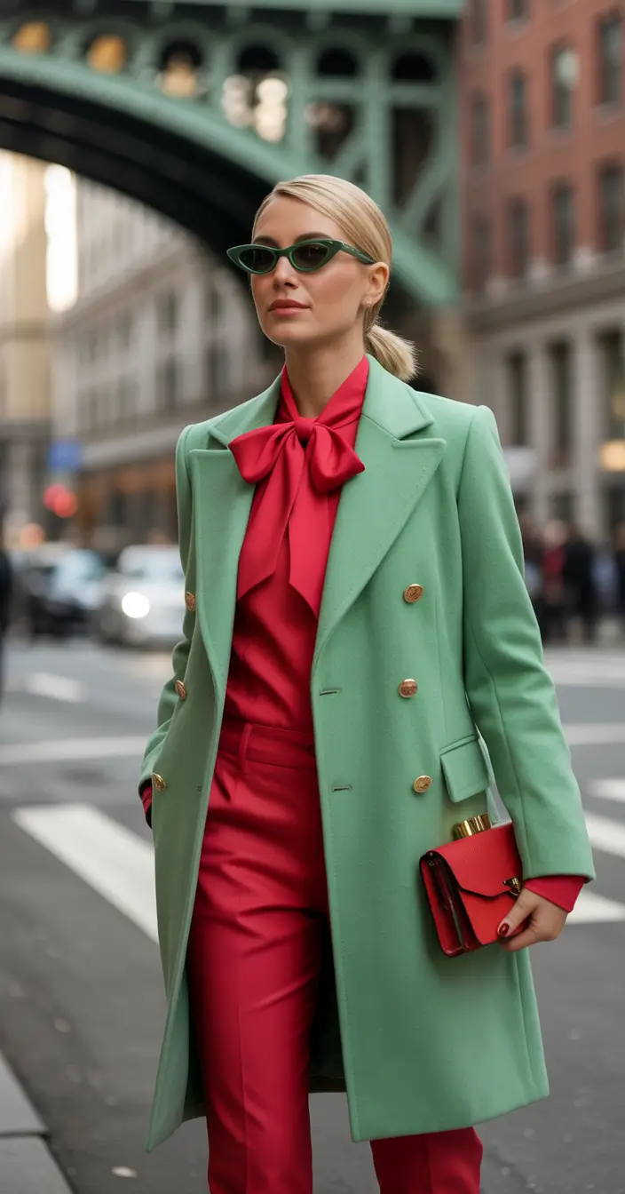 new 2025 fall fashion outfits Color Block Queen: Mint & Scarlet