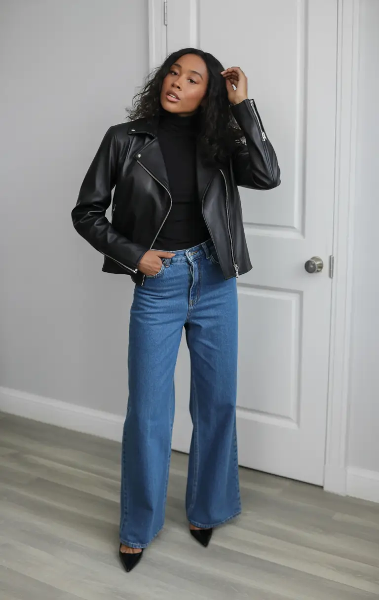 new 2025 fall fashion outfits Motorcycle Cool Meets Denim Revival