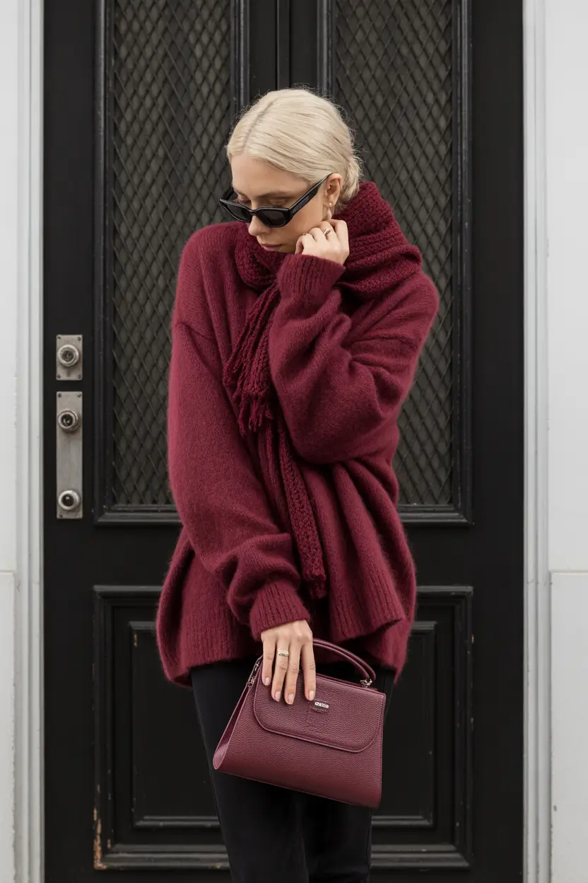 new 2025 fall fashion outfits Monochrome Wine Tones for Moody Days