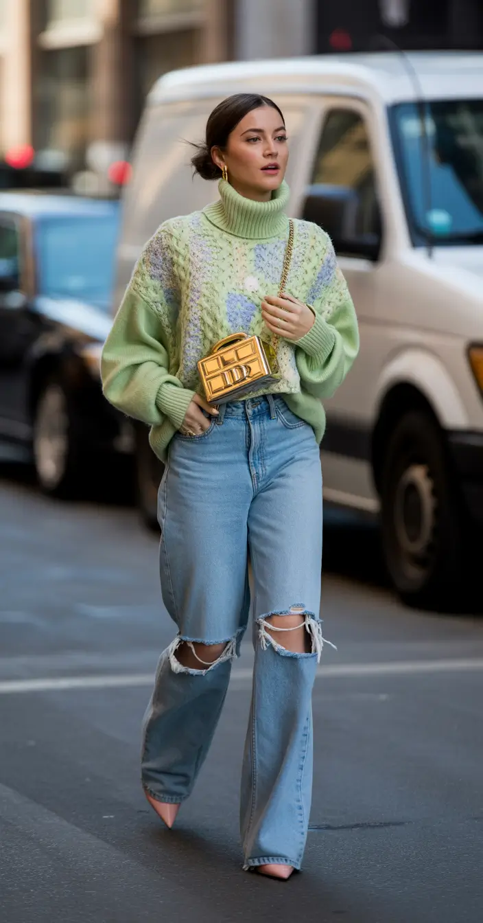 new fall fashion clothes Pastel Punch: Cozy Knit Meets Street Denim