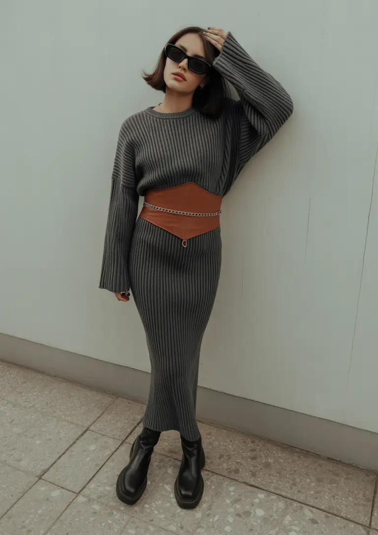 new fall fashion clothes Ribbed Confidence in Total Grey