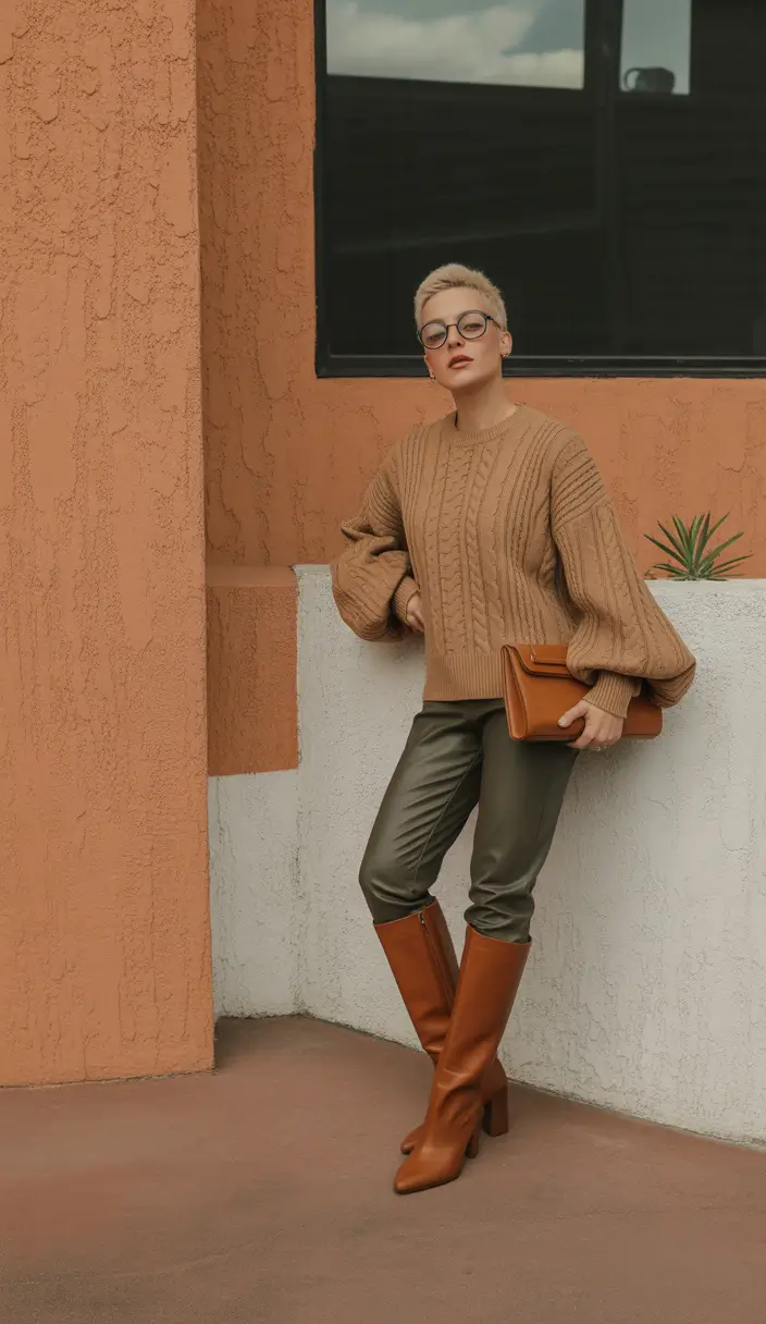 new fall fashion clothes Cozy Drama in Knit and Leather